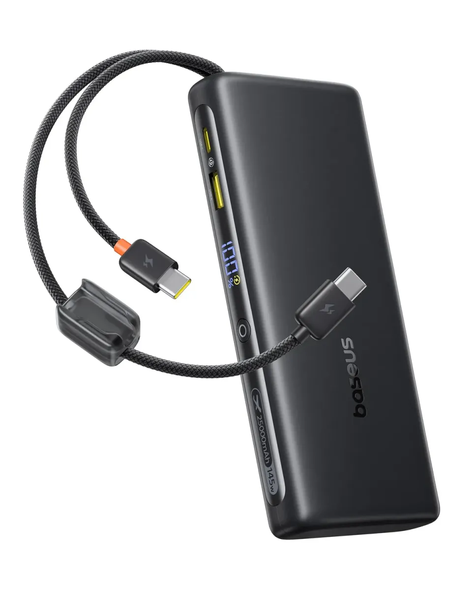 Baseus FC41 batterie externe 25 000 mAh 145 W avec câbles USB-C intégrés