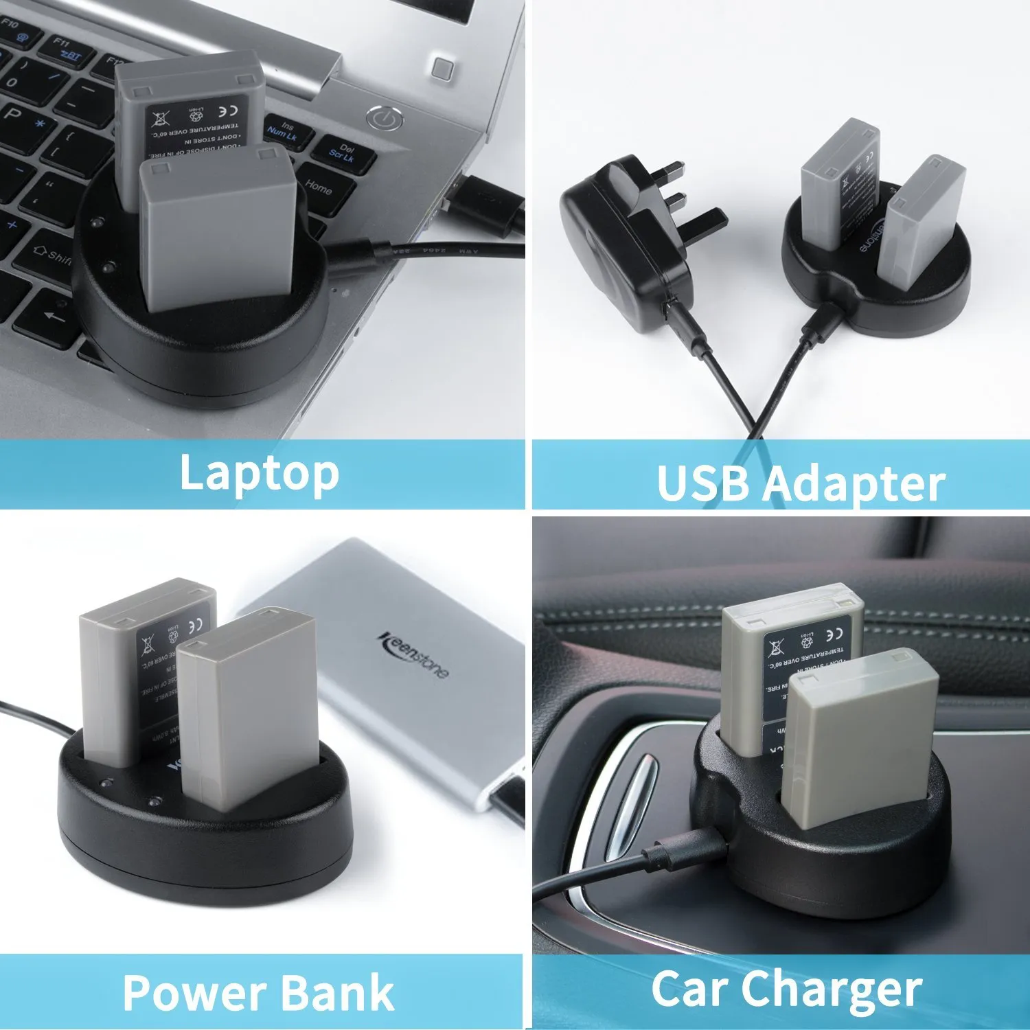 Keenstone PS-BLN1 batteries appareil photo 2 pièces 1050 mAh avec chargeur