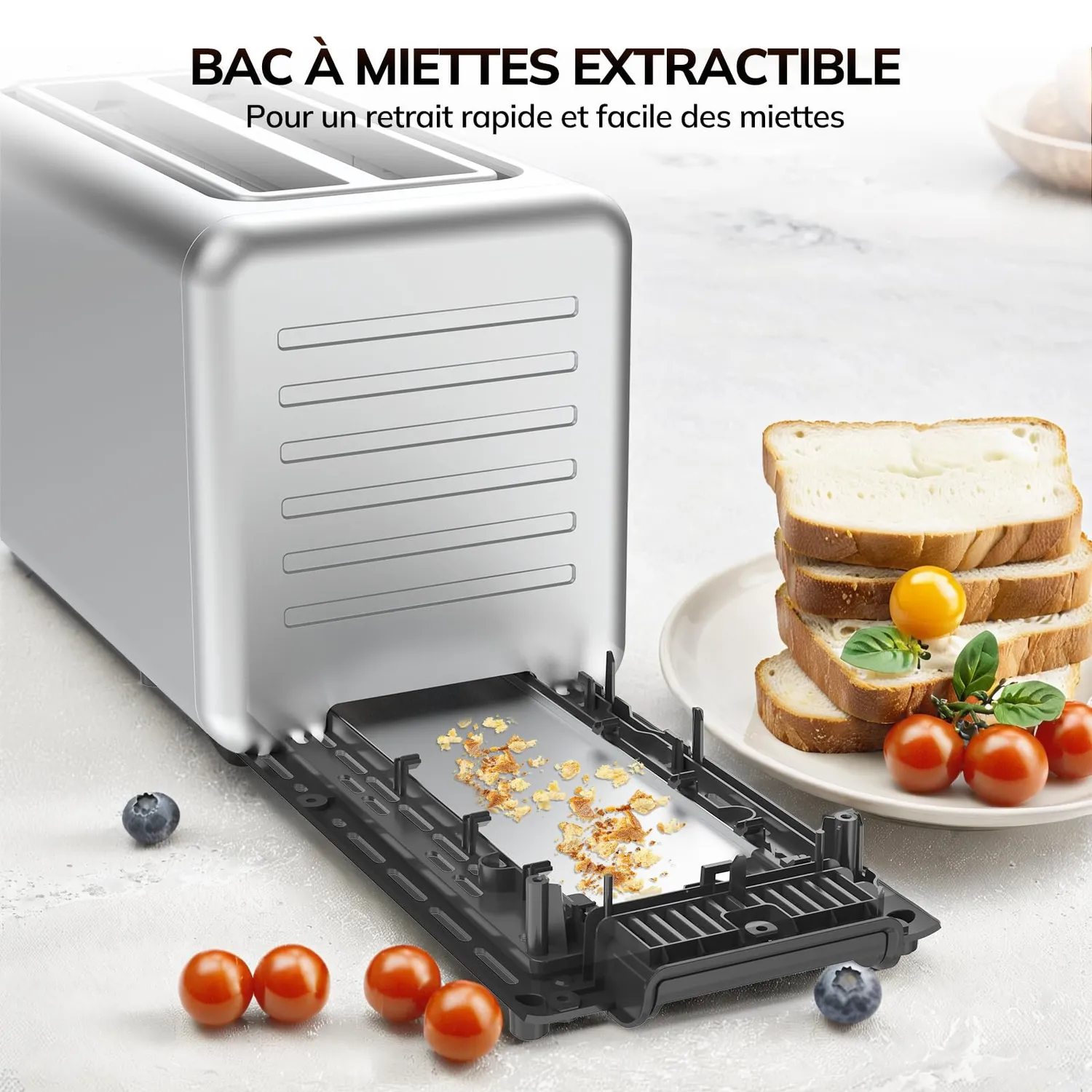 Keenstone grille-pain 4 tranches inox tactile L 2 fentes