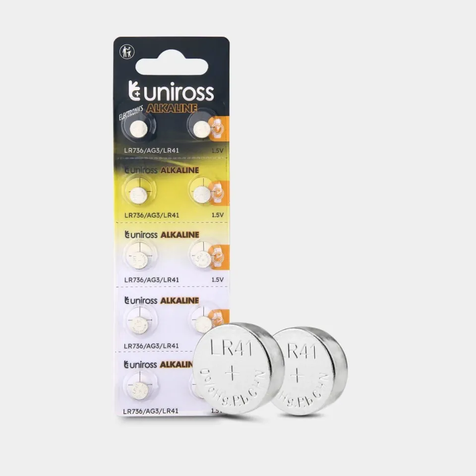 Uniross AG03 pile bouton alcaline blister 10 1,5V