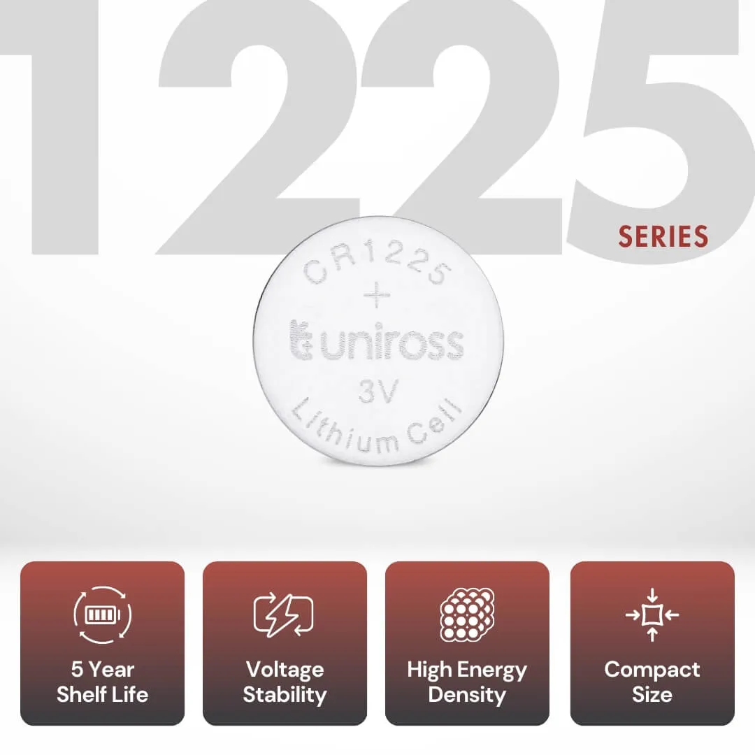 Uniross Lithium Coin Cells CR1225 pile bouton lithium 3 V blister de 5