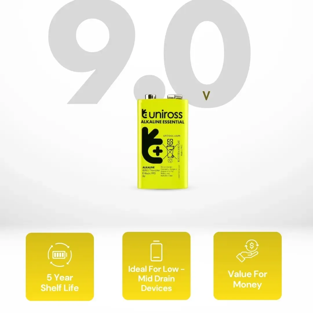 Uniross Essentials 6LR61 9V pile alcaline boîte 10