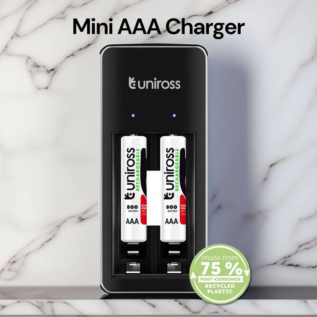 Uniross Mini chargeur piles AA AAA + 2 piles AAA