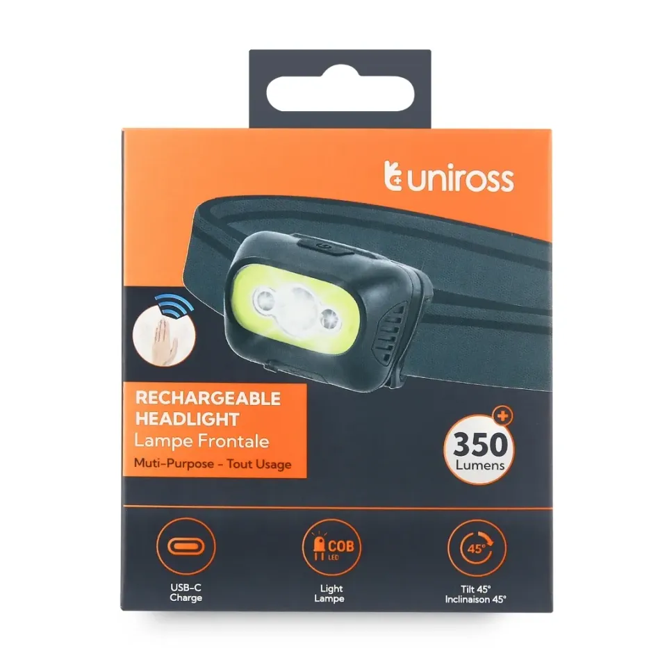 Uniross ProLite 350LM lampe frontale rechargeable USB