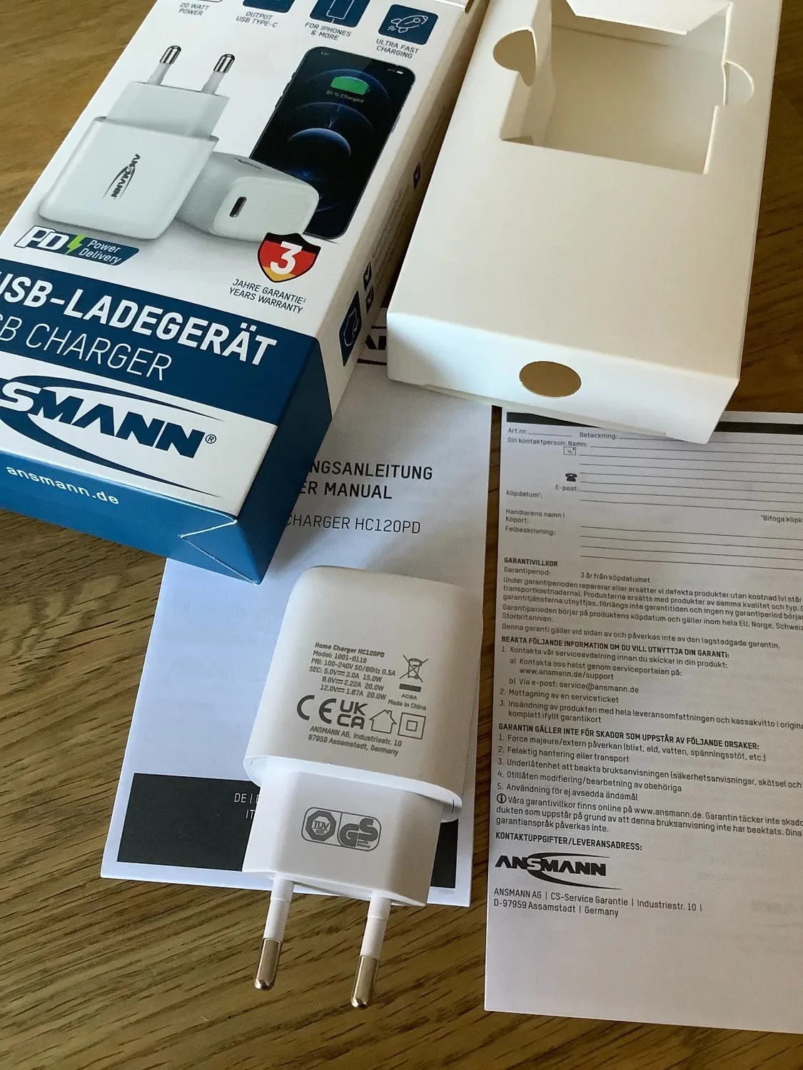 ANSMANN HC120PD chargeur USB-A 20 W blanc