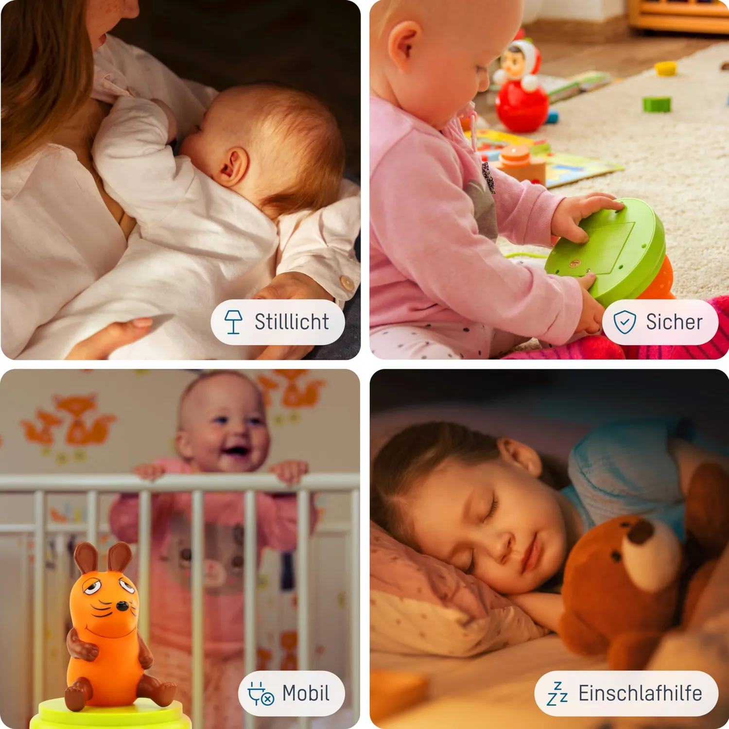 ANSMANN veilleuse LED Souris avec minuterie 30 min et 3 piles AA