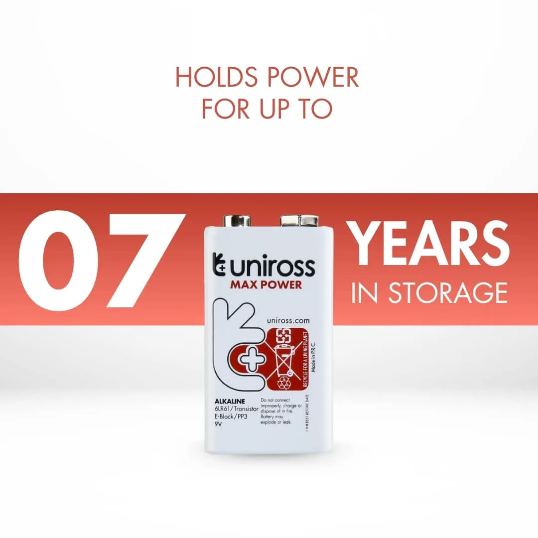 Uniross Max Power 6LR61 pile alcaline 9 V 10 pièces