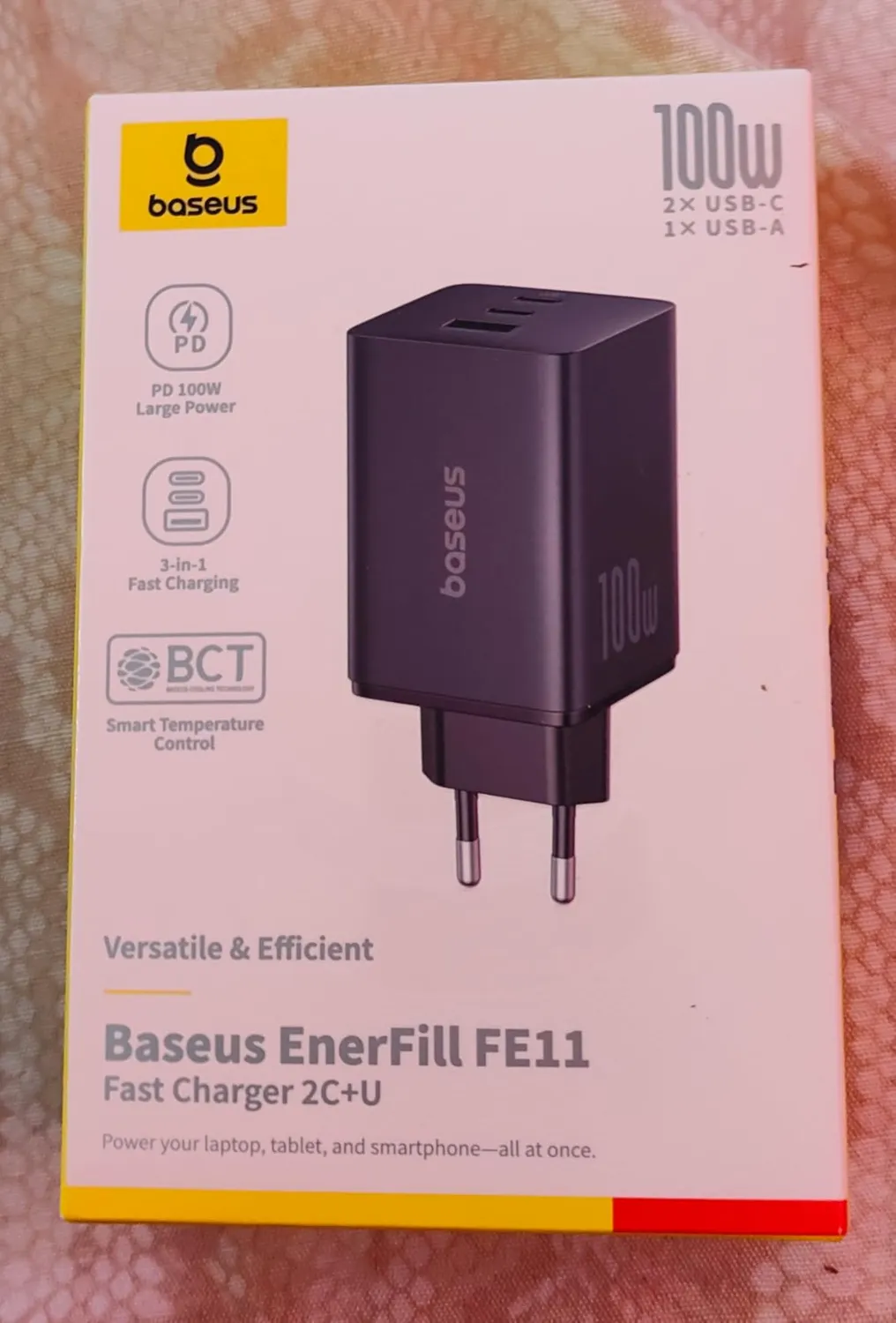Baseus Enerfill chargeur USB-C 100 W 3 ports blanc GaN