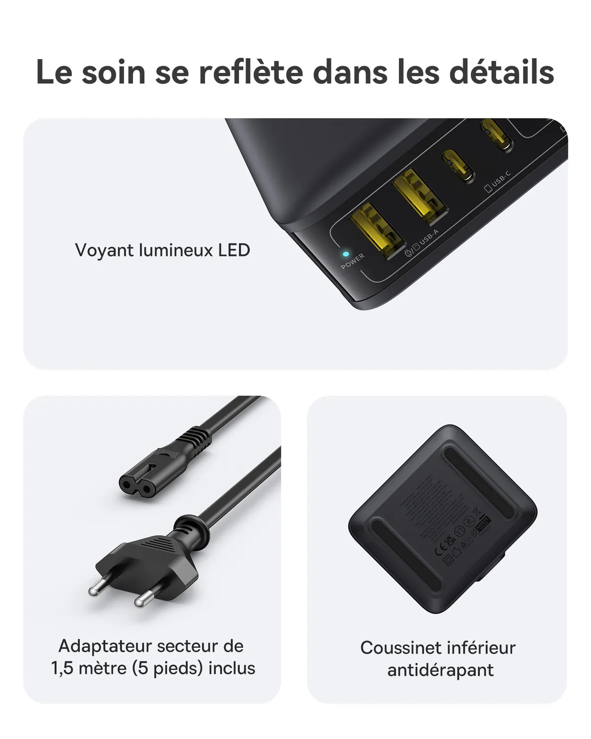 Baseus Enerfill Compact chargeur USB 120 W 6 ports noir