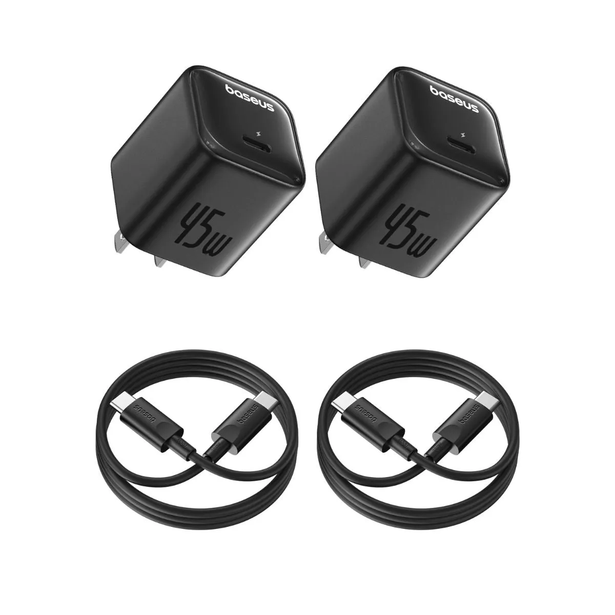 Baseus PicoGo GaN chargeur USB-C 45 W lot de 2 noir et blanc