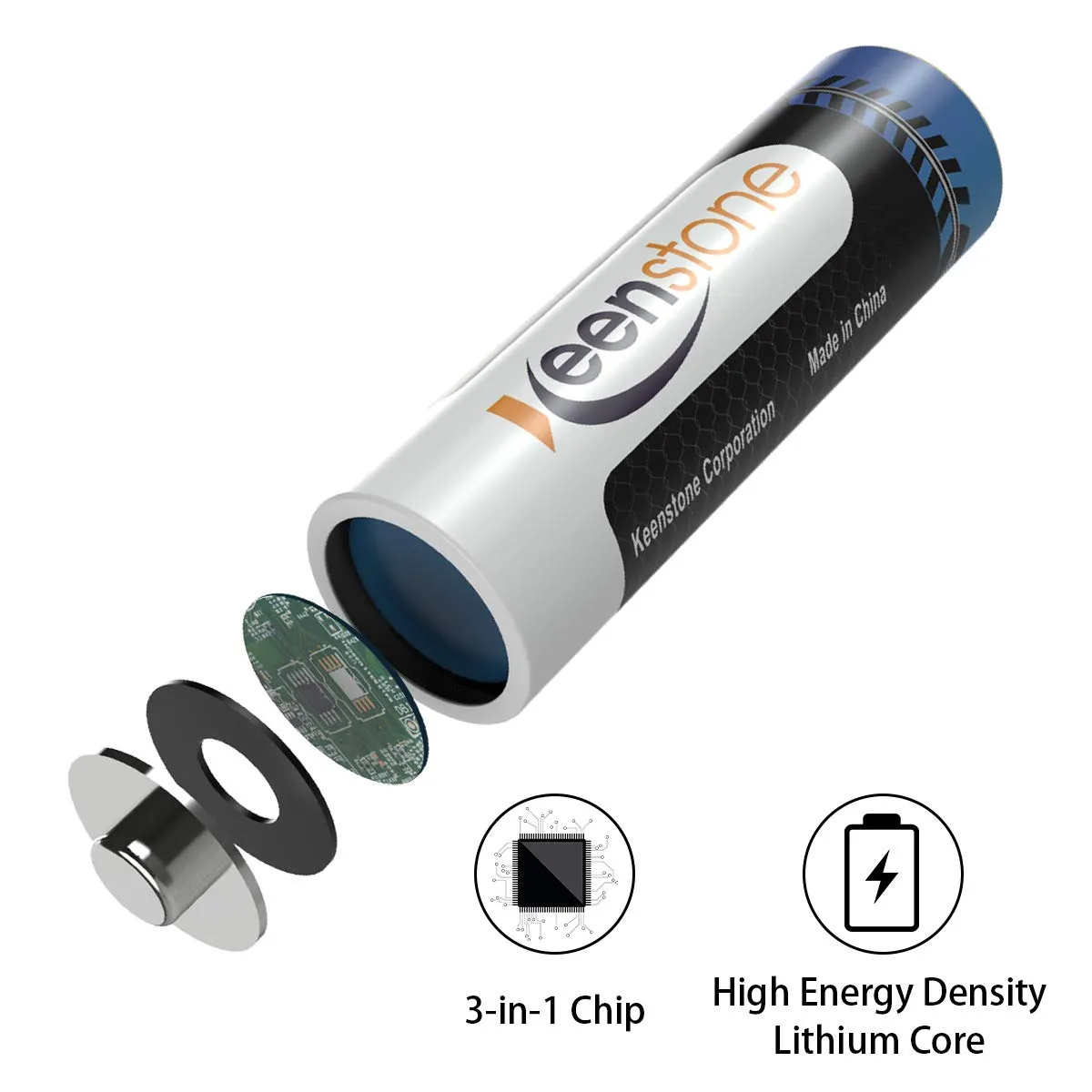 Keenstone LR6 AA lithium rechargeable 1,5 V, 4 piles et chargeur