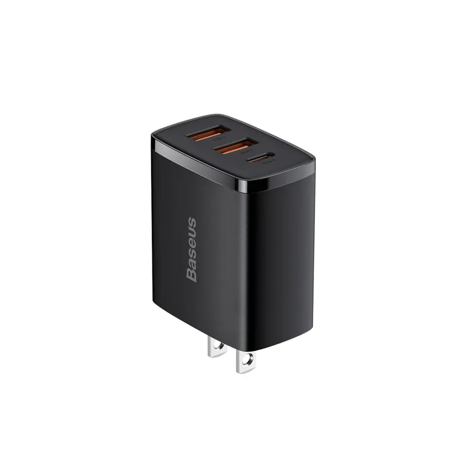 Baseus Compact Chargeur 3 ports 30W USB-C USB-A blanc