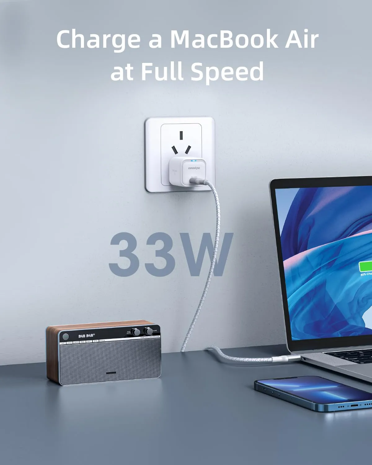 Innostyle MiniCube II chargeur USB-C 33 W GaN avec LED