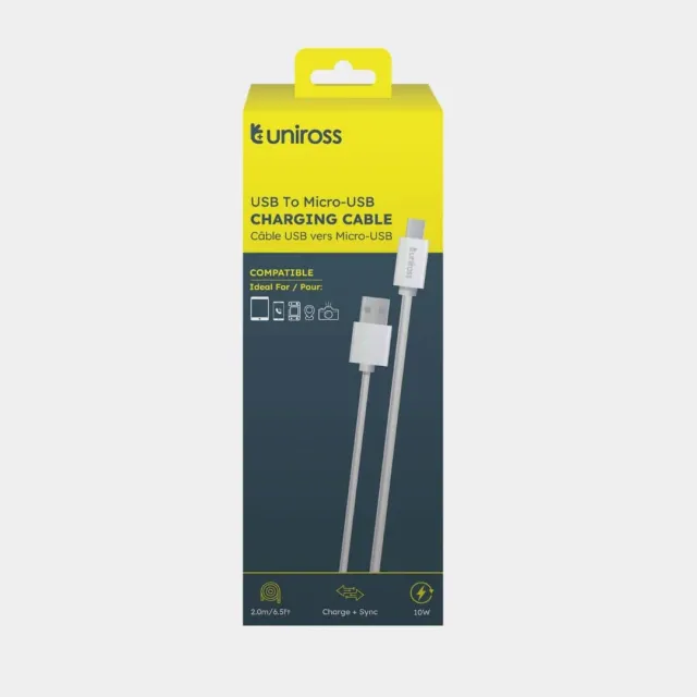 Uniross câble USB vers Micro-USB 2m charge 10W