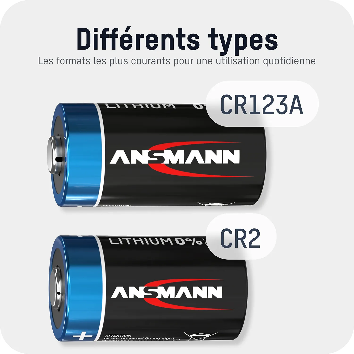 ANSMANN piles lithium CR123A 3 V lot de 8 longue durée