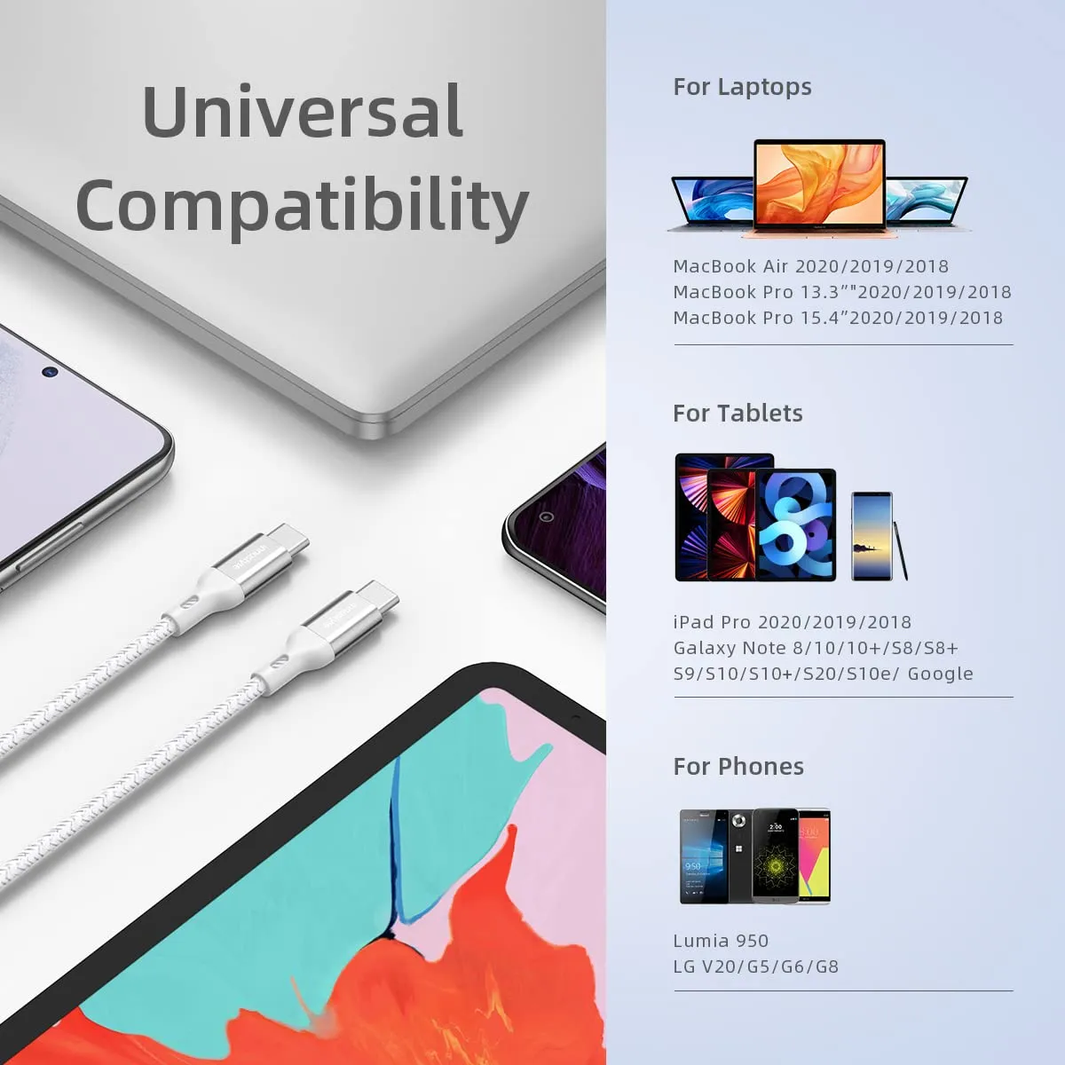 Innostyle PowerFlex câble USB-C 60 W 2 m argent renforcé Kevlar