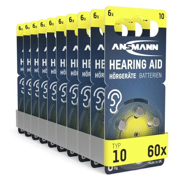 ANSMANN piles auditives type 10 60 pièces zinc-air sans mercure