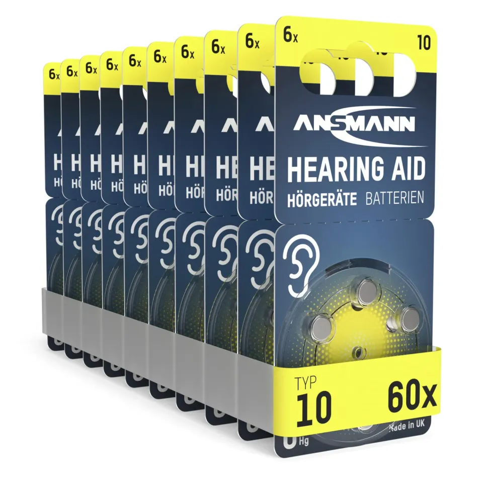 ANSMANN piles auditives type 10 60 pièces zinc-air sans mercure