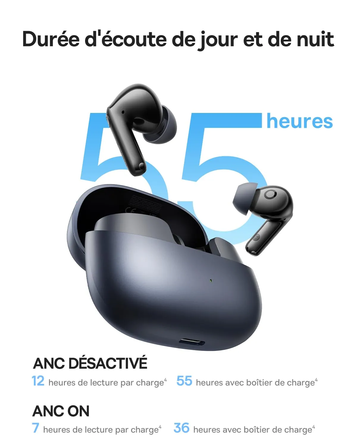 Baseus EP10 Pro écouteurs Bluetooth ANC 50 dB noirs