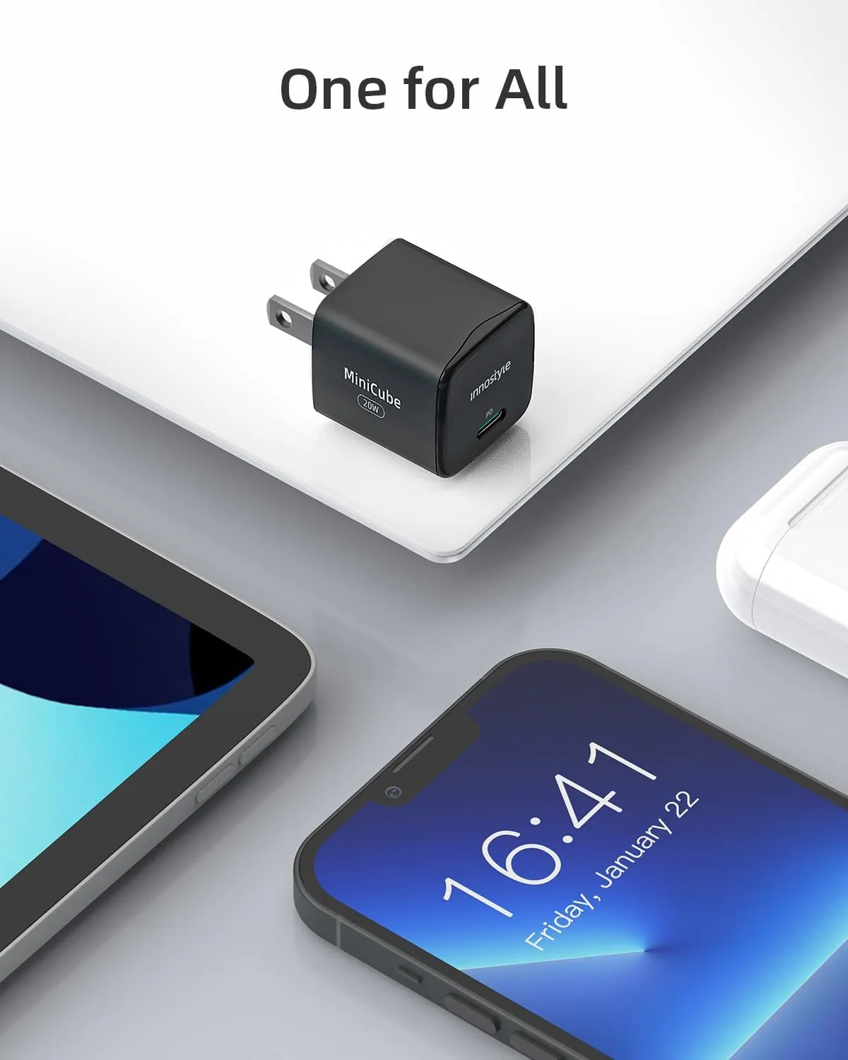 Innostyle MiniCube II chargeur USB-C 20 W bleu GaN LED