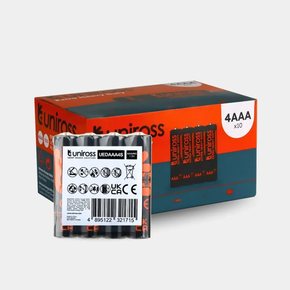 Uniross R03 AAA Heavy Duty pile zinc 40 pièces 1,5 V