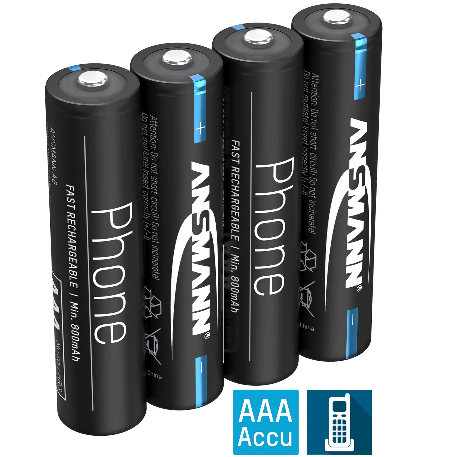 ANSMANN HR03 Phone piles rechargeables AAA 800 mAh lot de 4 faible autodécharge