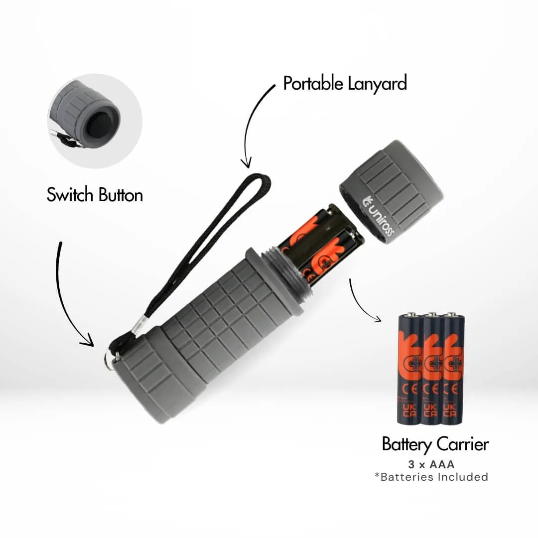 Uniross Pocket Torch lampe torche COB 100lm 20m grise + piles
