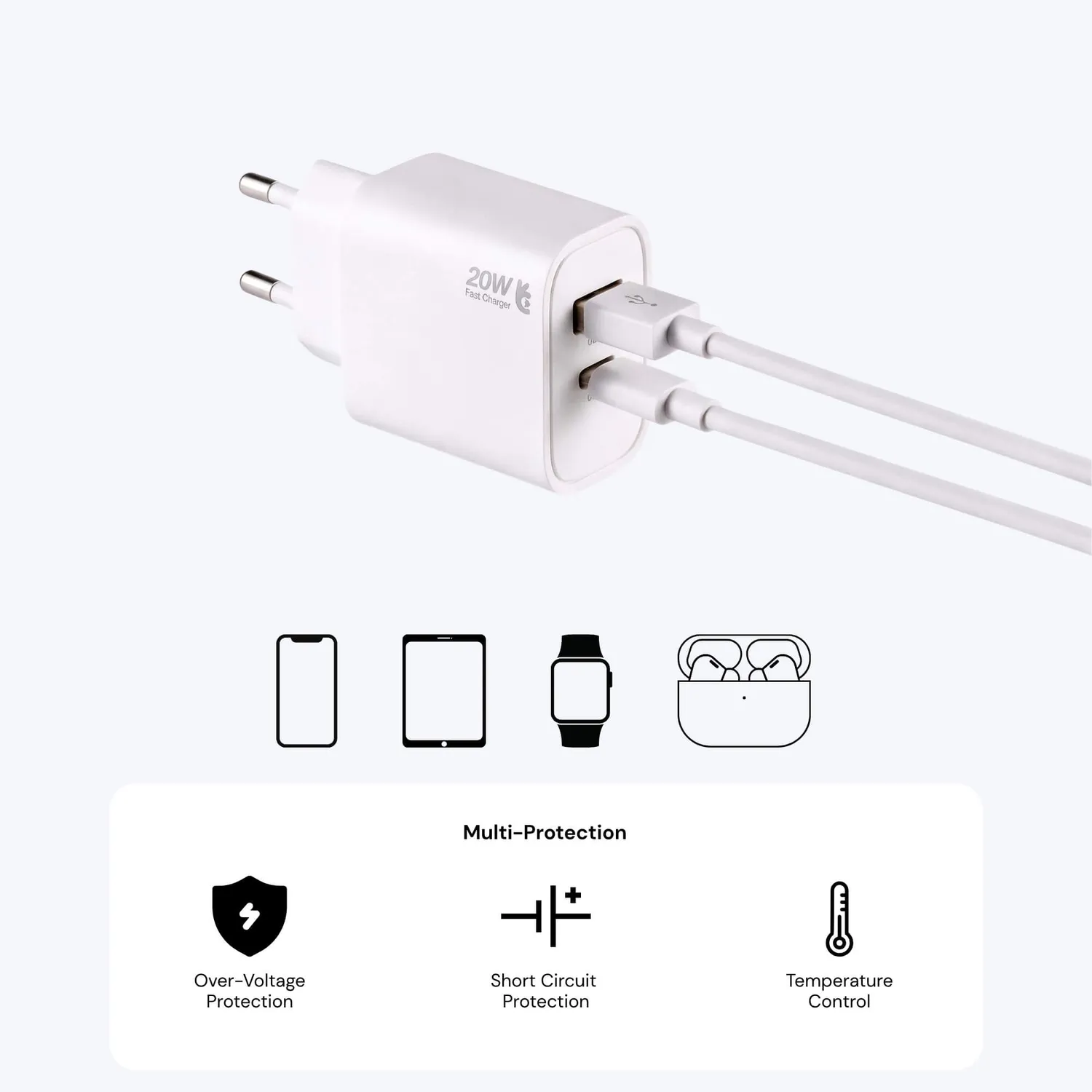 Uniross 20W Dual-Port chargeur mural USB-C PD USB-A