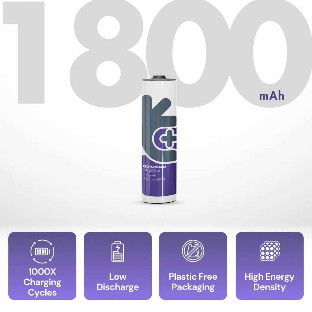Uniross 18650 batterie rechargeable Li-ion 1800mAh pack 1
