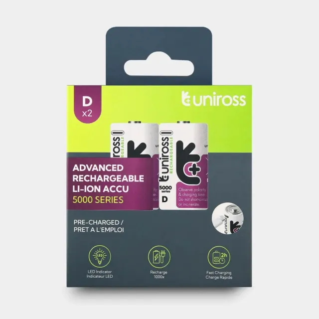 Uniross USB-C D 1.5V pile rechargeable lithium lot 2