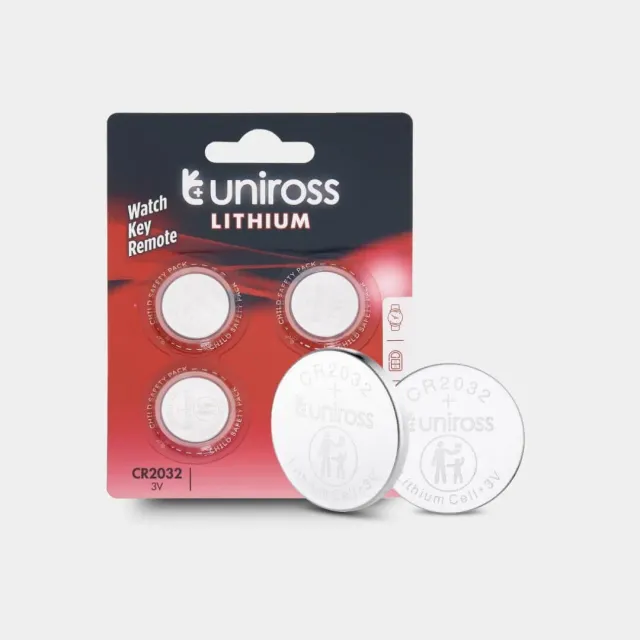 Uniross CR2032 pile bouton 3V lot de 4 blister
