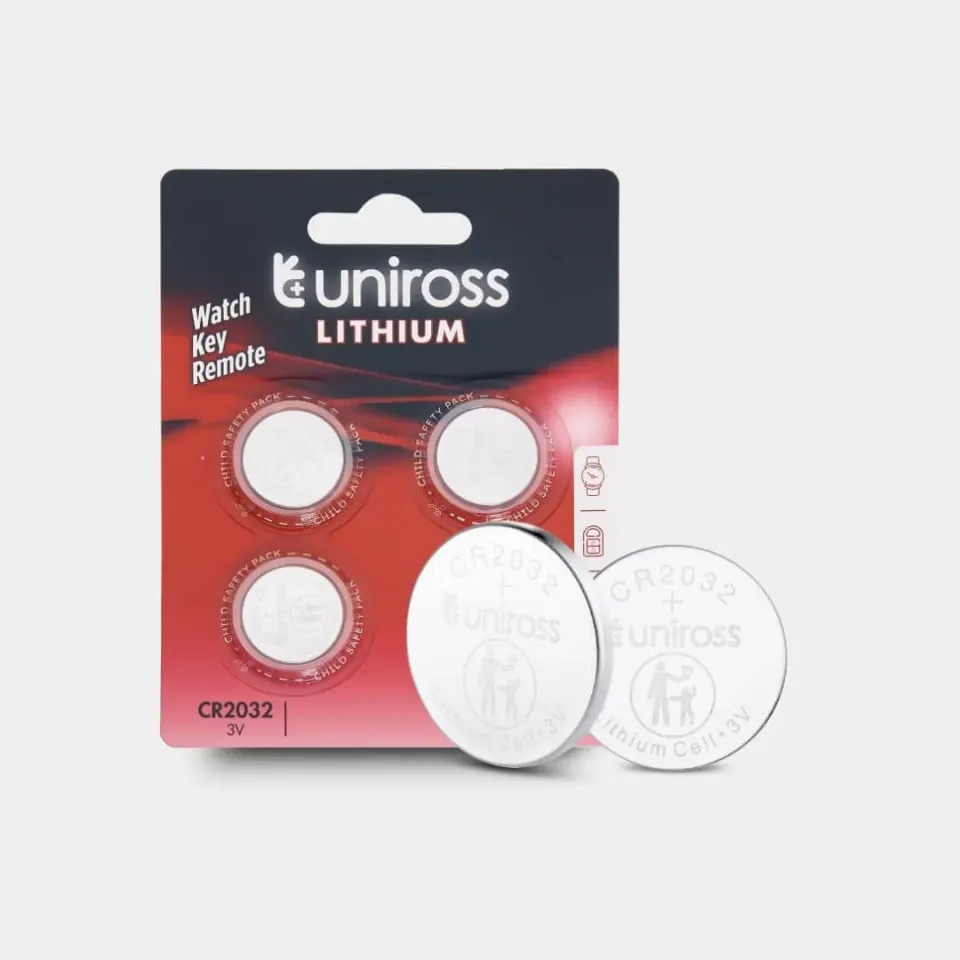 Uniross CR2032 pile bouton 3V lot de 4 blister