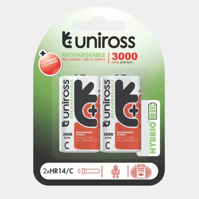 Uniross Ni-MH piles rechargeables C 3000mAh lot de 2 haute capacité