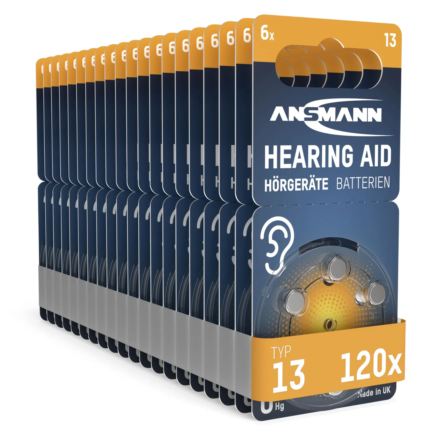 ANSMANN piles auditives type 13 zinc-air 1,4 V lot de 60