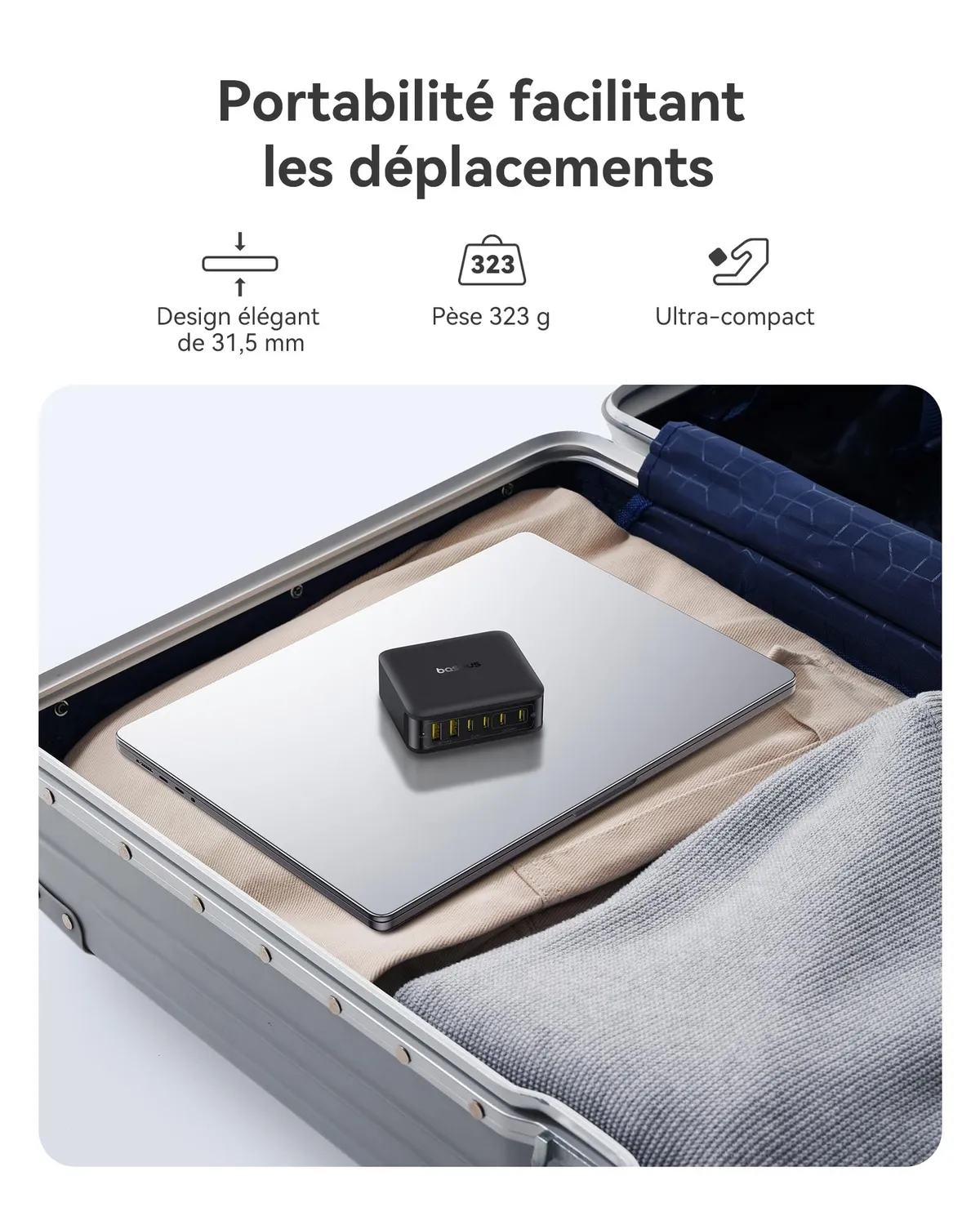 Baseus Enerfill Compact chargeur USB 120 W 6 ports noir