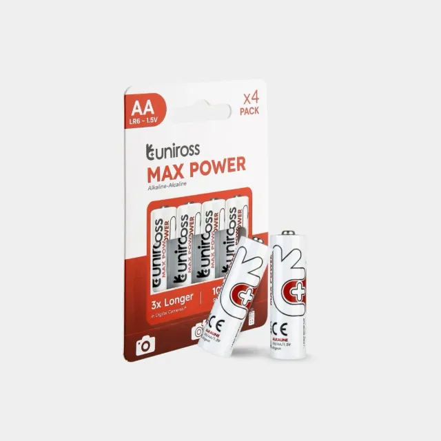 Uniross Max Power LR6 AA pile alcaline pack 4 longue conservation