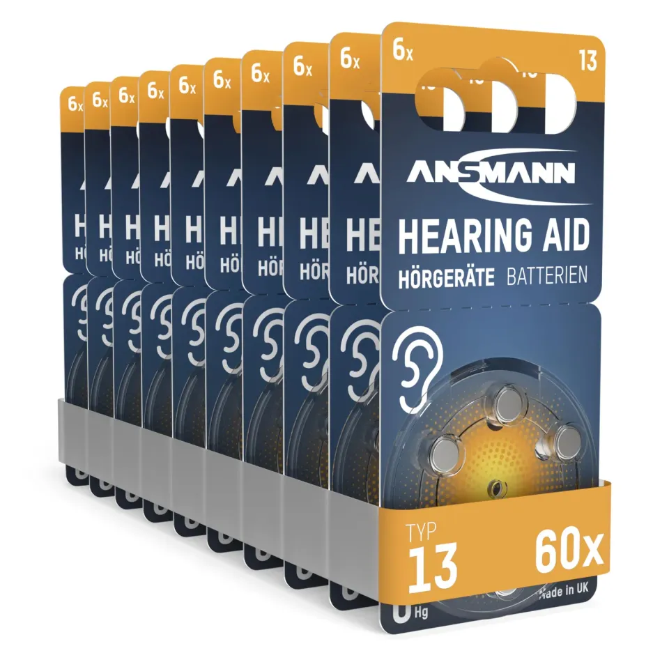 ANSMANN piles auditives type 13 zinc-air 1,4 V lot de 60