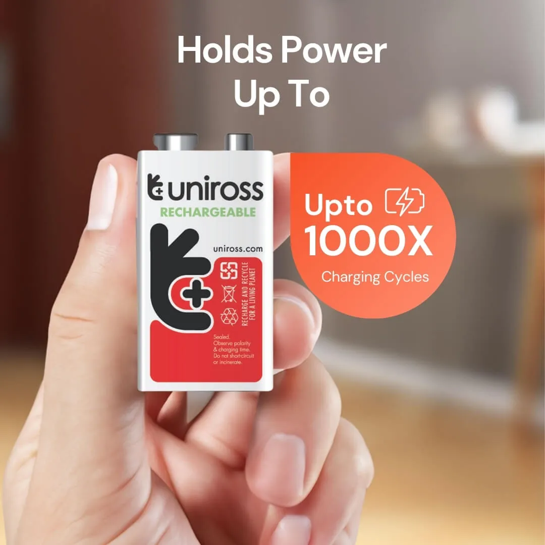 Uniross Pile Rechargeable 9V Ni-MH 1 unité longue durée