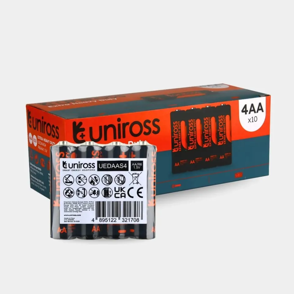 Uniross R6 AA piles zinc heavy duty 1,5V boîte 40