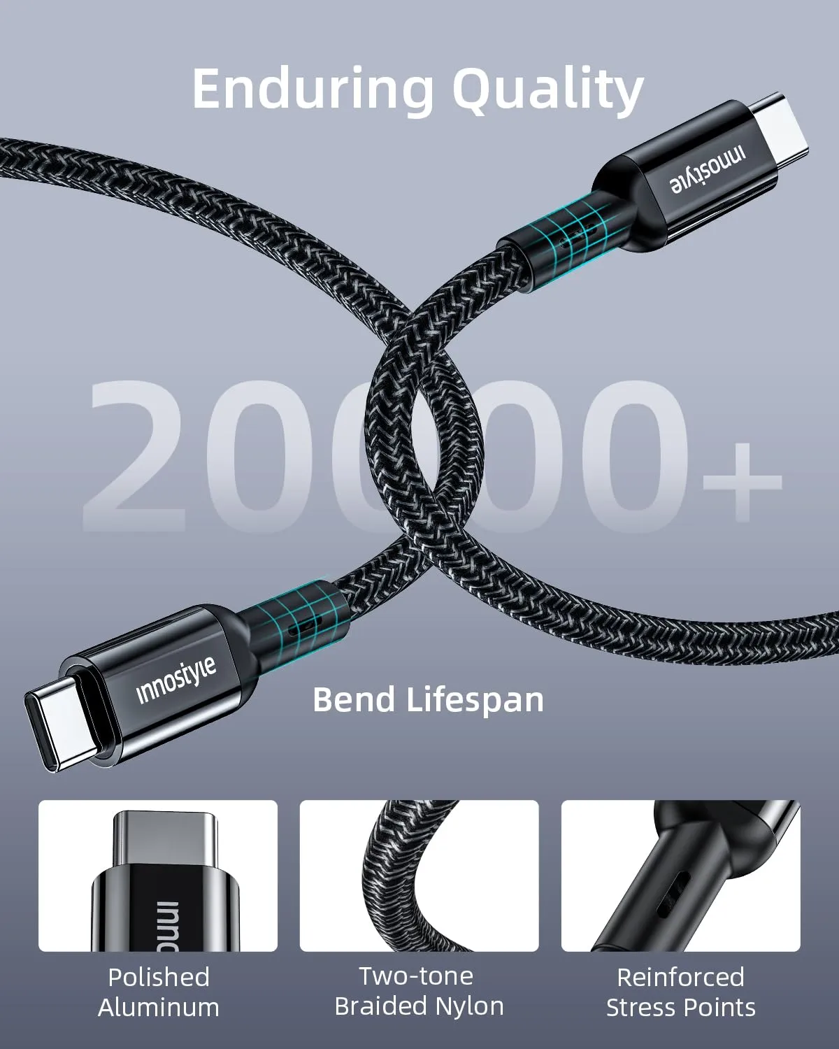 Innostyle PowerFlex Ultra câble USB-C 2 m 100 W Kevlar