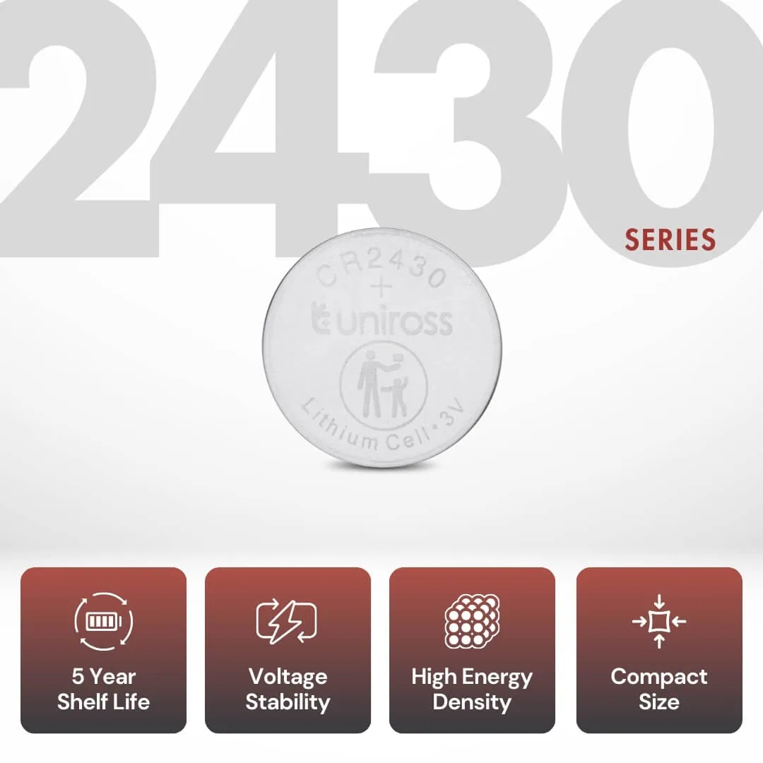 Uniross piles bouton lithium CR2430 blister de 5