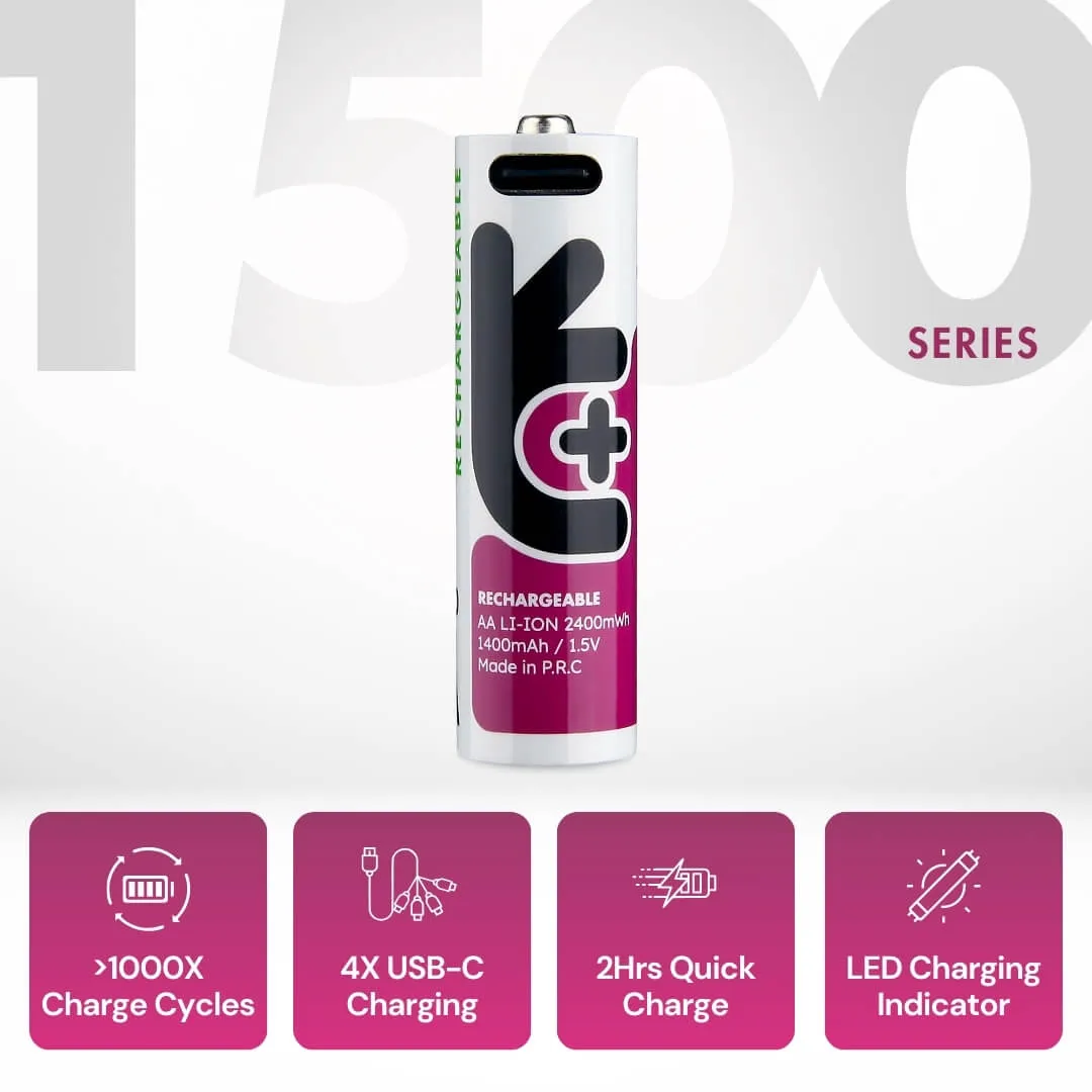 Uniross AA pile rechargeable USB-C 1,5V lot de 4 lithium