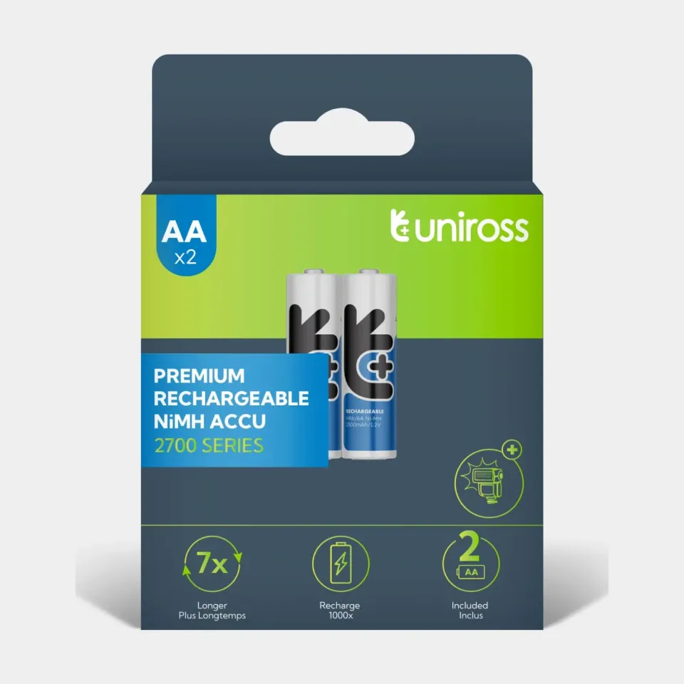 Uniross AA pile rechargeable Ni-MH 2700mAh lot 2