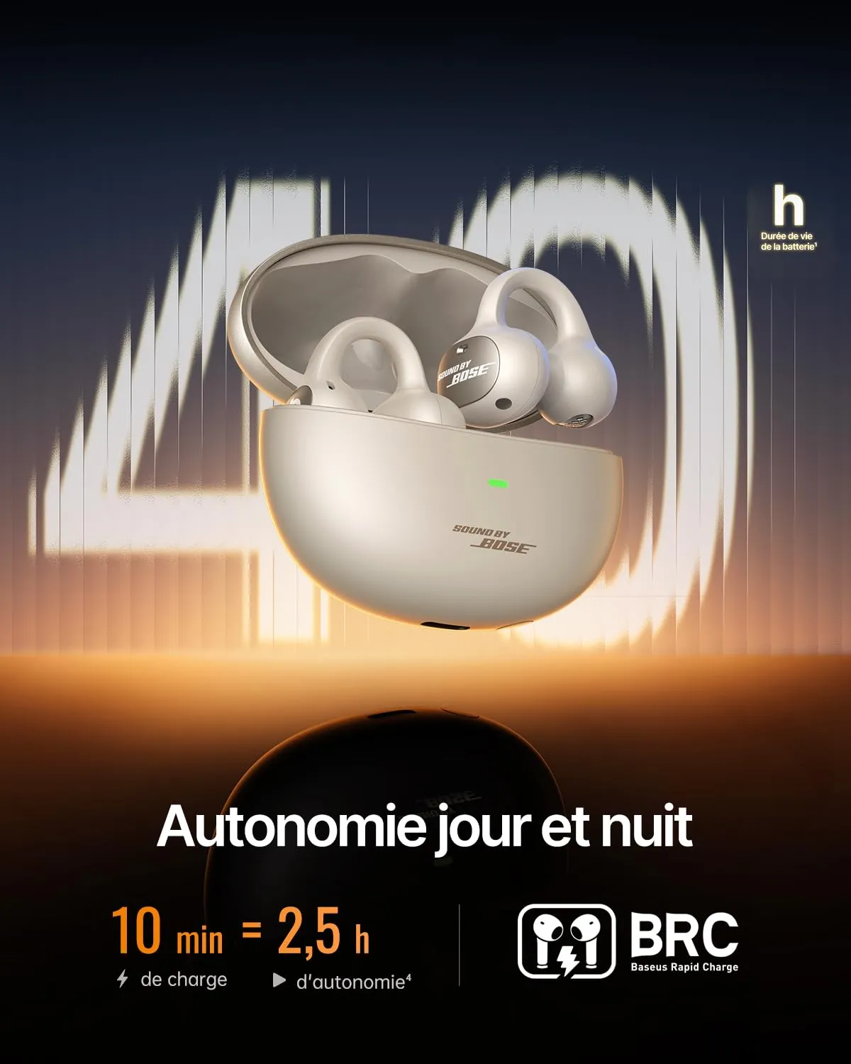 Baseus Inspire XC1 écouteurs ouverts Bluetooth Blanc lunaire IP66