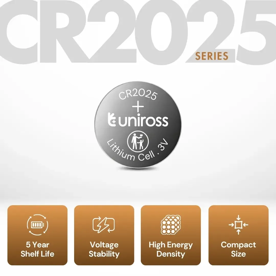 Uniross CR2025 pile bouton lithium 3V vrac industriel