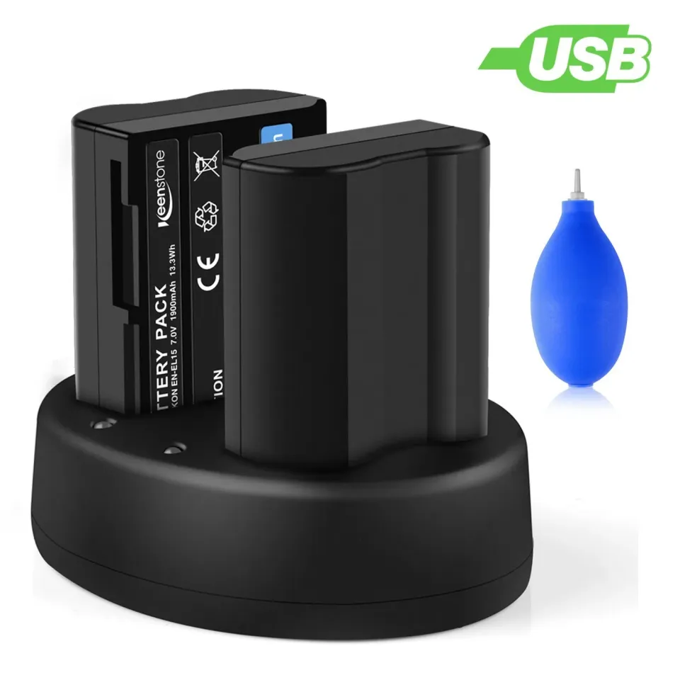 Keenstone EN-EL15A batterie appareil photo 1900 mAh avec chargeur USB double