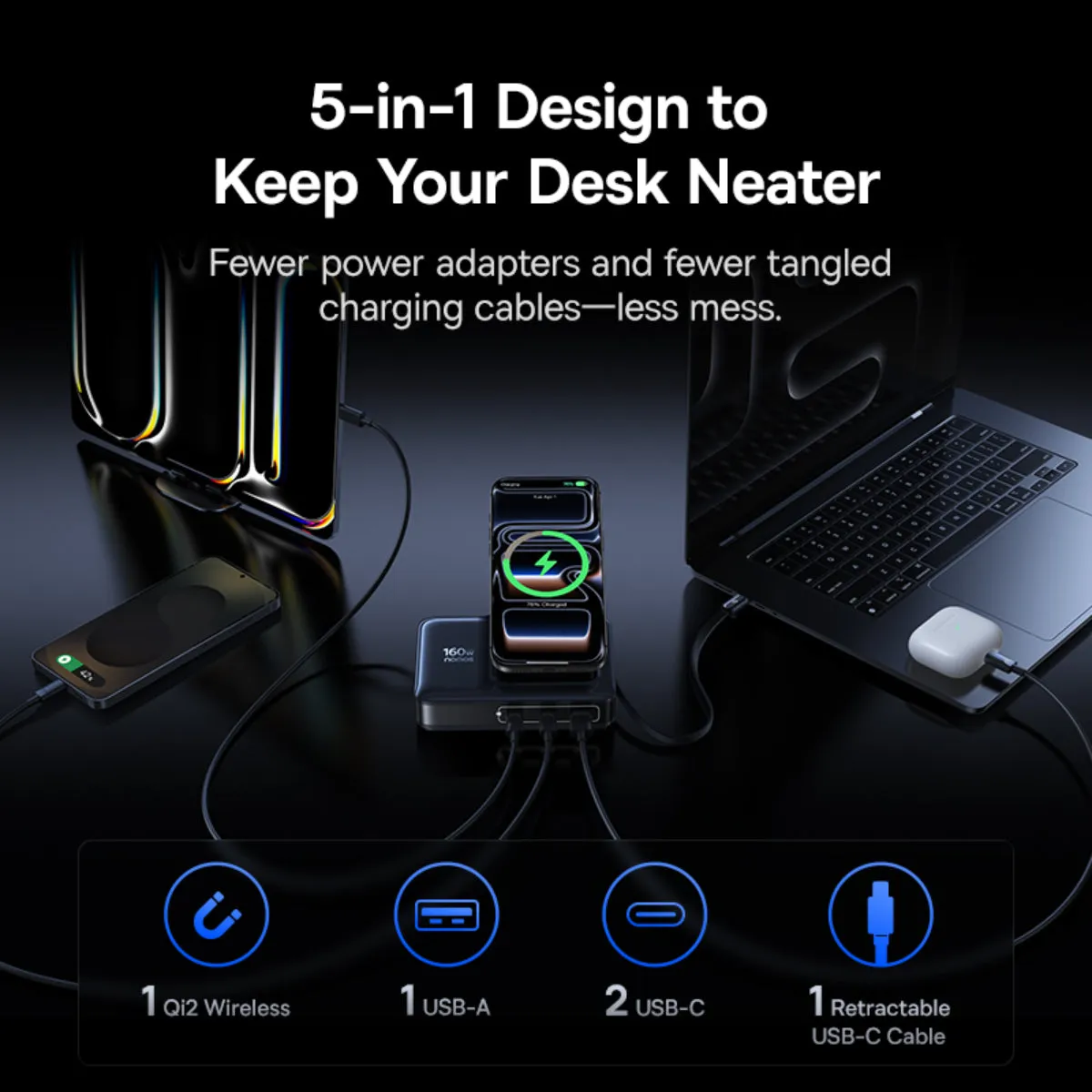 Baseus Nomos NH21 station de charge 5-en-1 160 W bureau