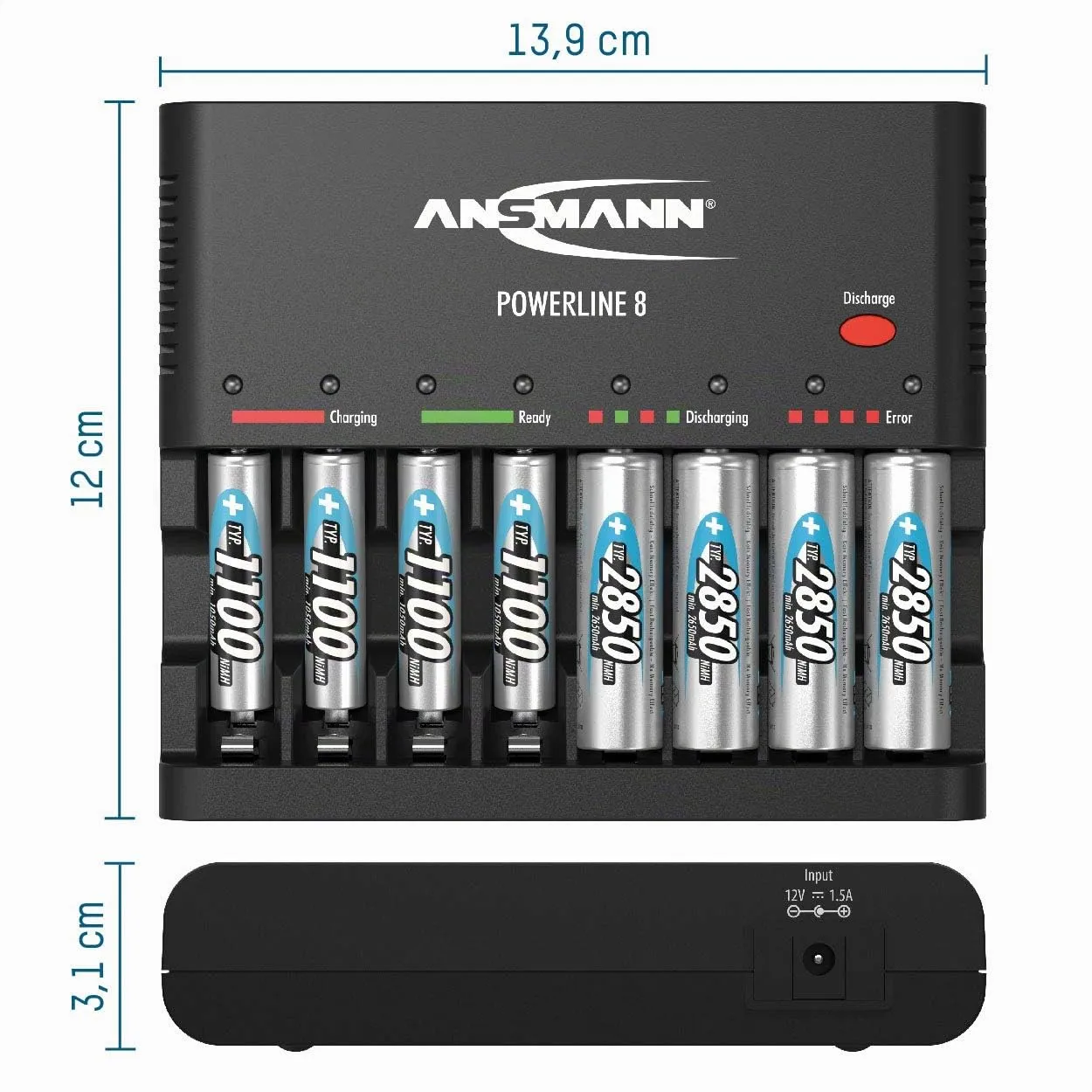 ANSMANN Powerline 8 chargeur de piles AA/AAA 8 compartiments intelligent