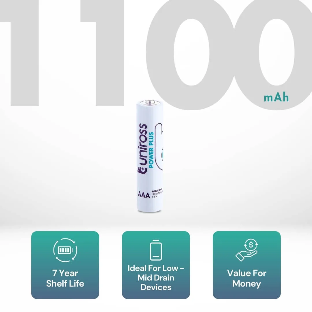 Uniross Power Plus AAA piles alcalines 1,5V lot de 4