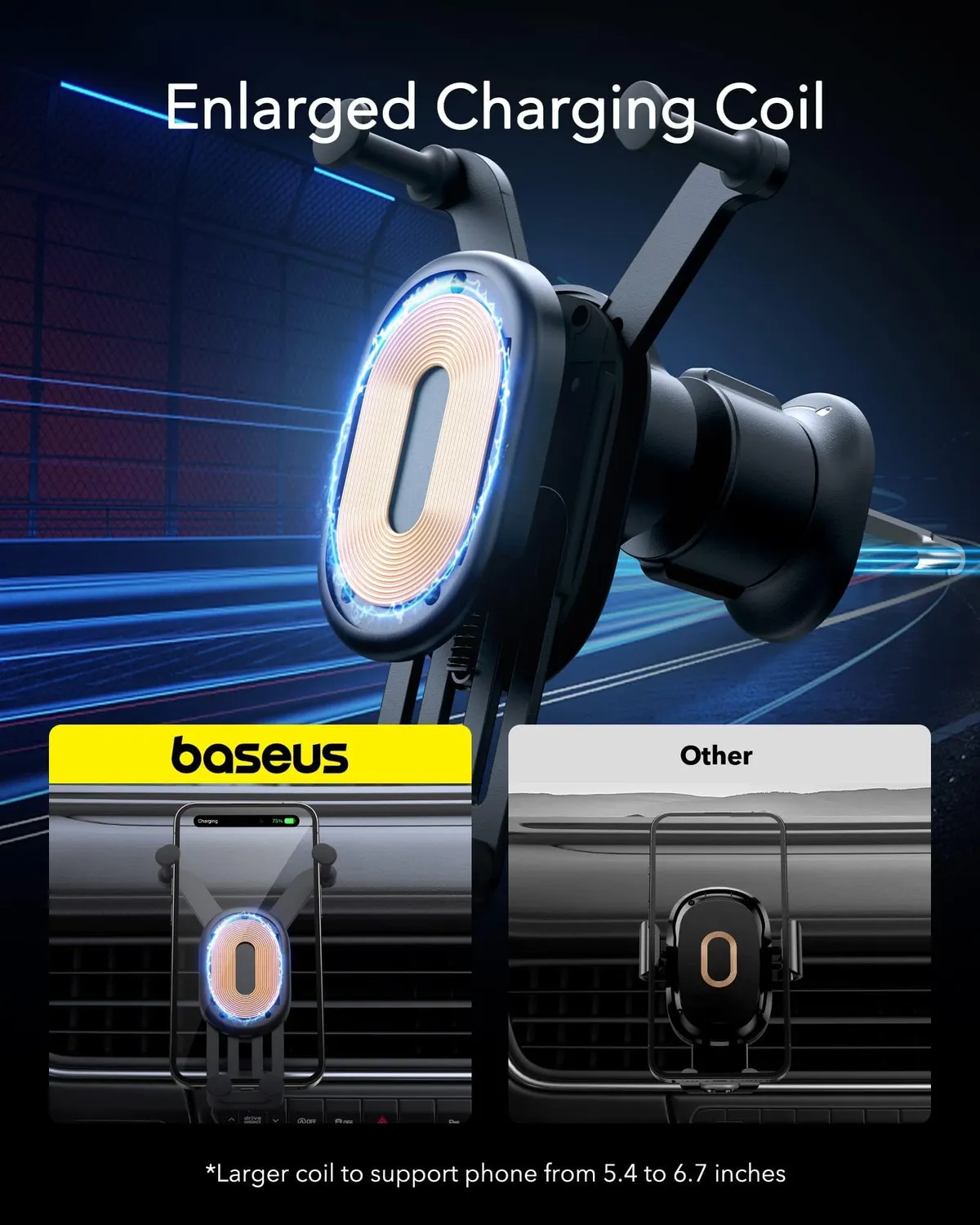 Baseus Stable Gravitational Wireless Charging Car Mount Pro 15W support voiture noir